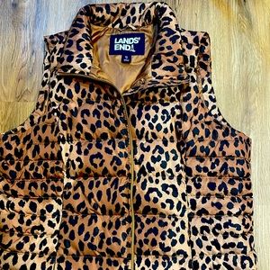 Lands End XL size 18 leopard vest 100% polyester..